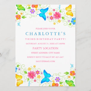 Pretty Butterfly Birthday Invitation