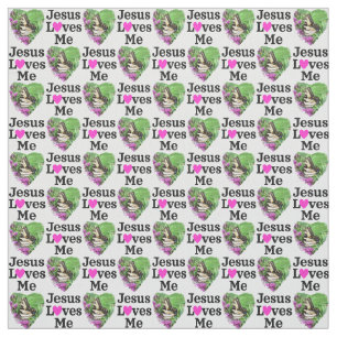 PRETTY BUTTERFLY FLORAL JESUS LOVES ME FABRIC
