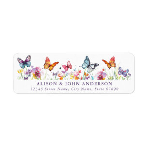 Pretty Butterfly Flower Return Address Labels