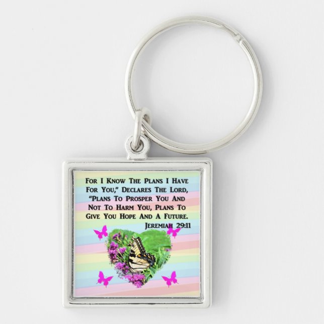 PRETTY BUTTERFLY JEREMIAH 29:11 KEY RING (Front)