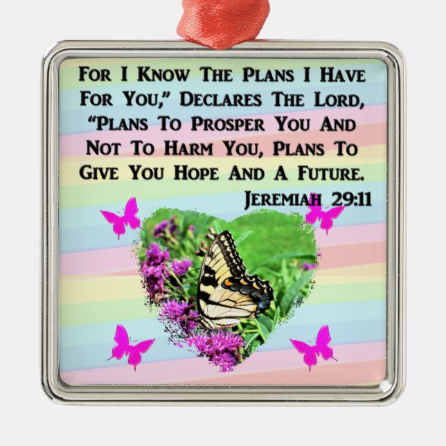 PRETTY BUTTERFLY JEREMIAH 29:11 METAL TREE DECORATION (Front)