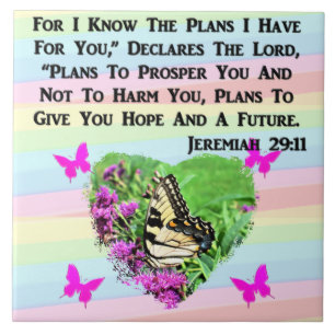 PRETTY BUTTERFLY JEREMIAH 29:11 TILE