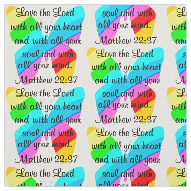 PRETTY BUTTERFLY MATTHEW 22:37 DESIGN FABRIC (Swatch)