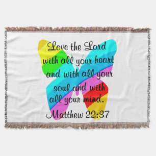 PRETTY BUTTERFLY MATTHEW 22:37 DESIGN THROW BLANKET