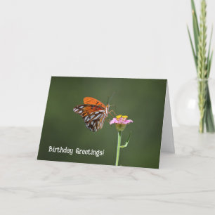 Pretty Butterfly on a Flower Birthday Card