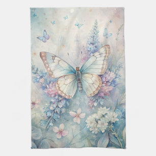 Pretty Butterfly on Flowers Tea Towel