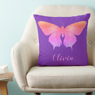 Pretty butterfly pattern add name cushion