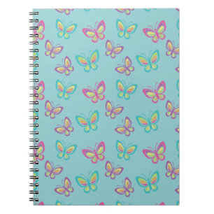 Pretty Butterfly Pattern Blue Notebook