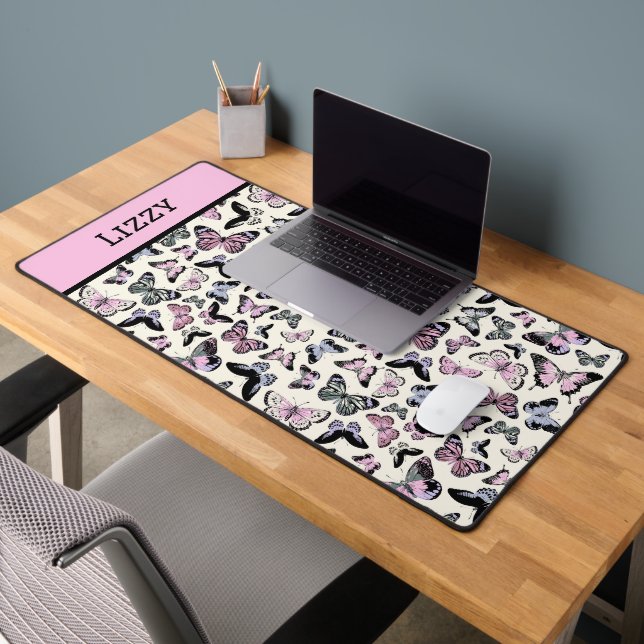 Pretty Butterfly Pattern Desk Mat (Office 2)