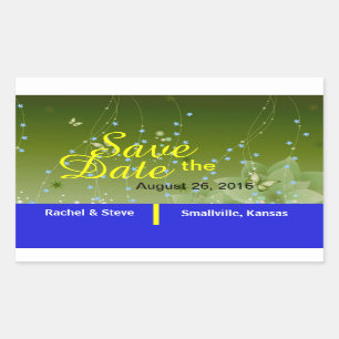 Pretty Butterfly Save the Date Green Stickers