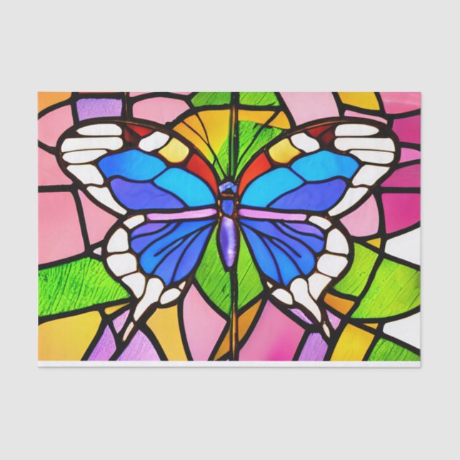 Pretty Butterfly Stained Glass Decoupage Tissue Paper (Front)