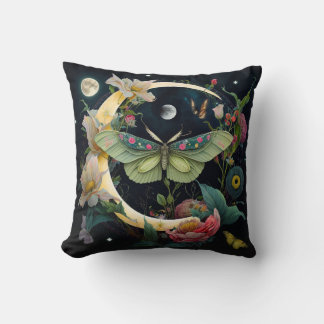 Pretty butterfly with moon and flowers-Pillow Cushion