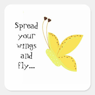 Pretty Butterfly with Saying Square Sticker