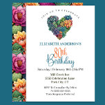 Pretty Cactus Heart 80th Birthday Invitation<br><div class="desc">Celebrate eighty in lovely style with this Pretty Cactus Heart 80th Birthday Invitation. Featuring charming cactus illustrations arranged in a heart design, this invitation blends modern boho desert vibes with timeless sophistication. Soft, elegant colors and clean typography create a warm and inviting look perfect for honoring a remarkable milestone. Fully...</div>