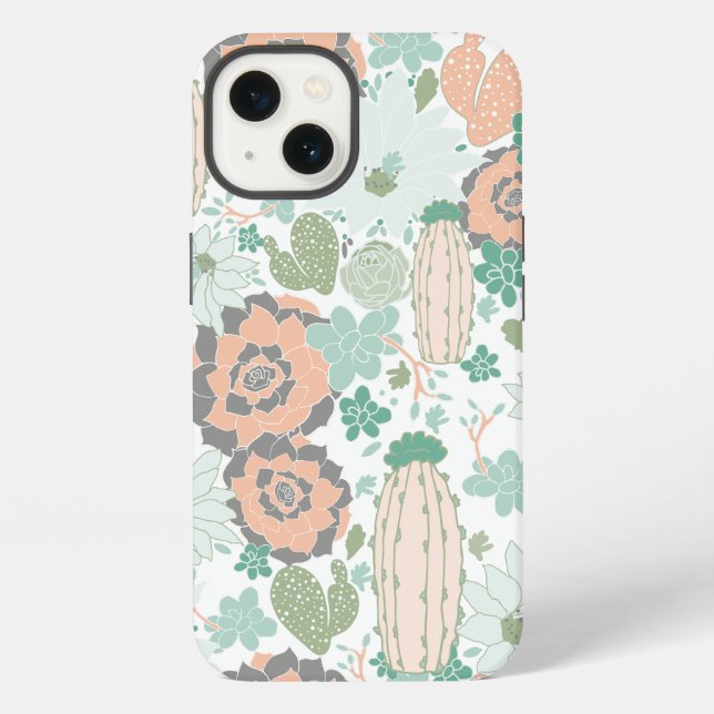 Pretty Cactus Pattern iPhone Case (Back)