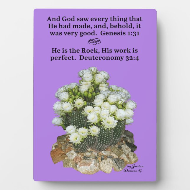 Pretty Cactus Scripture Plaque Genesis 1:31 and    (Front)