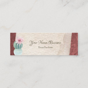 Pretty Cactus with Flower - Stucco Soutwestern Mini Business Card