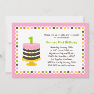 Pretty Cake - Birthday Party Invitation