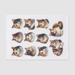 Pretty Calico Cat Fussy Cuts Tissue Paper