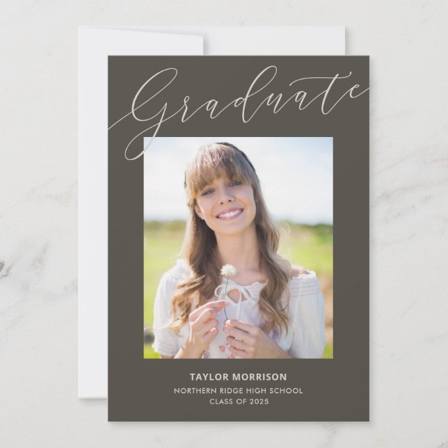 Pretty Calligraphy 1-Photo 2025 Graduation Party Invitation (Front)