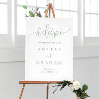 Pretty Calligraphy Sage Green Wedding Welcome