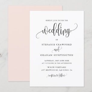 Pretty Calligraphy Script Black Wedding Invitation