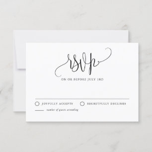 Pretty Calligraphy Script Black Wedding RSVP Card