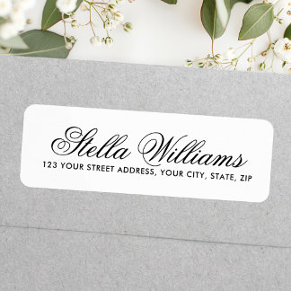 Pretty calligraphy script simple white address