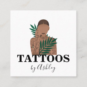 Pretty Calligraphy Tattoo Artist Social Media Girl Square Business Card