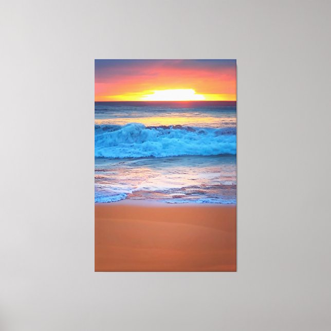 Pretty Calming Ocean Waves at Sunset a beautiful  Canvas Print (Front)