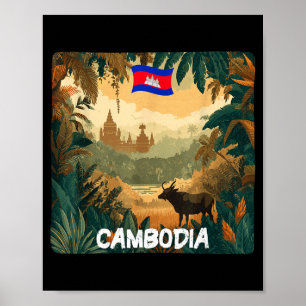 Pretty Cambodia Nature View for Cow and Cattle Poster