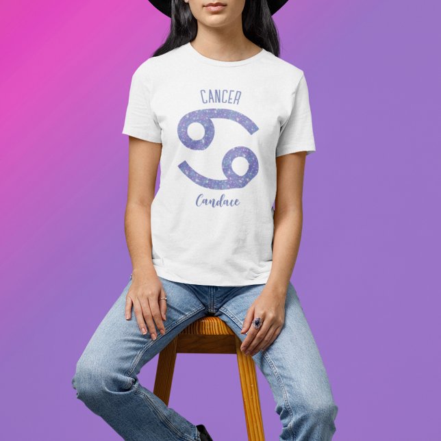 Pretty Cancer Astrology Sign Personalised Birthday T-Shirt (Creator Uploaded)