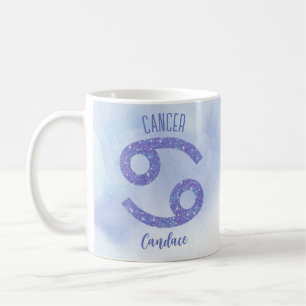 Pretty Cancer Astrology Sign Personalised Purple Coffee Mug