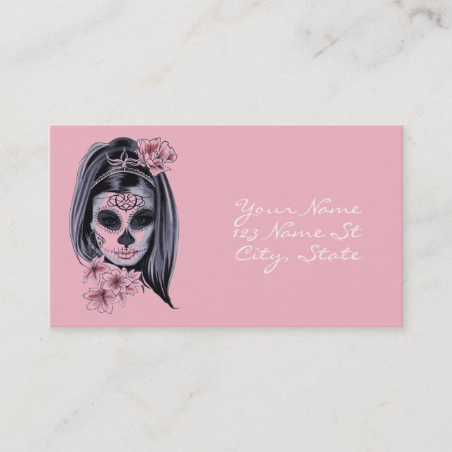 Pretty Carnival mask woman skull Thunder_Cove Business Card (Front)