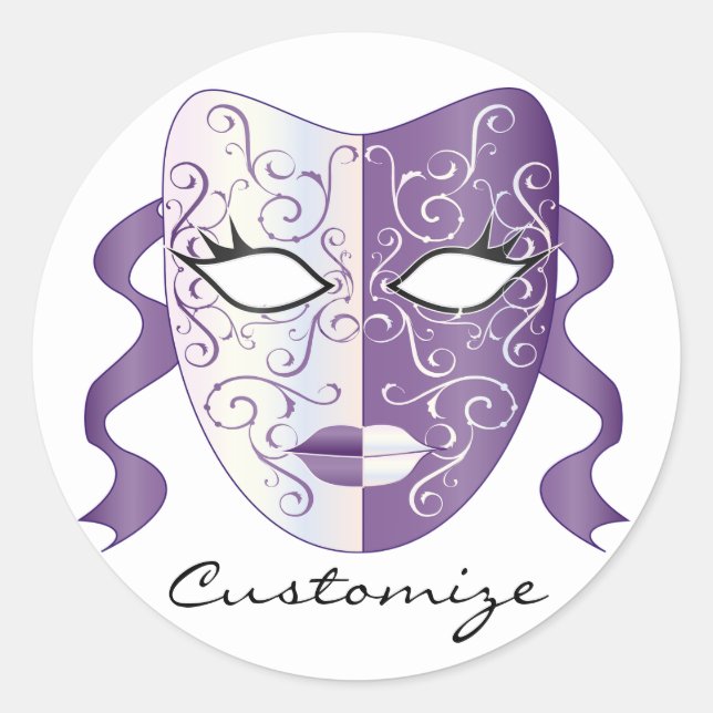 Pretty Carnival mask woman skull Thunder_Cove Classic Round Sticker (Front)