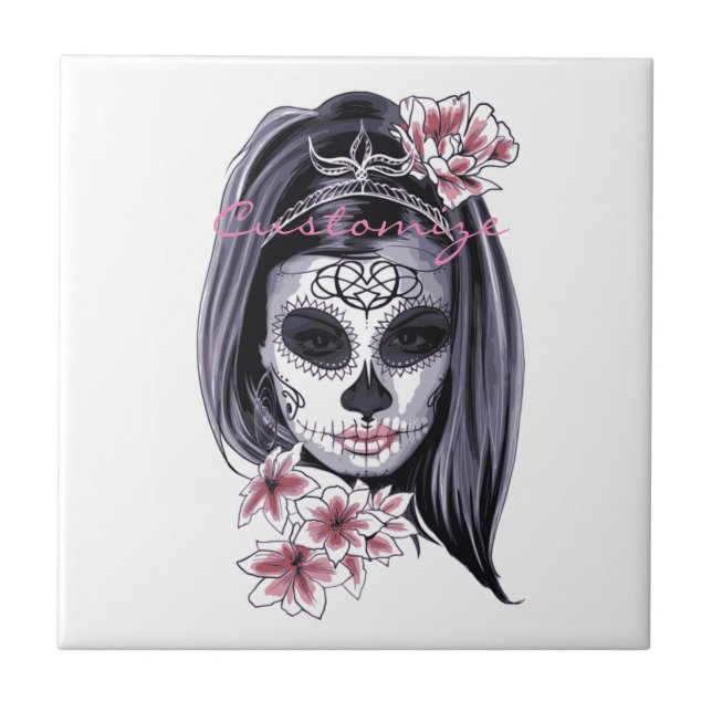 Pretty Carnival mask woman skull Thunder_Cove Tile (Front)