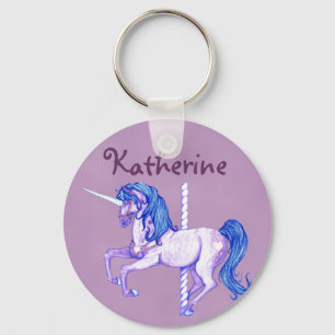 Pretty Carousel Unicorn Art Key Ring