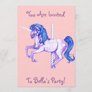 Pretty Carousel Unicorn Invitations