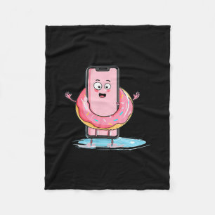 Pretty Cartoon Cell With Pool Ring For Vacation Lo Fleece Blanket