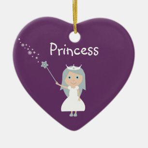 Pretty Cartoon Princess Customisable Purple Ceramic Tree Decoration