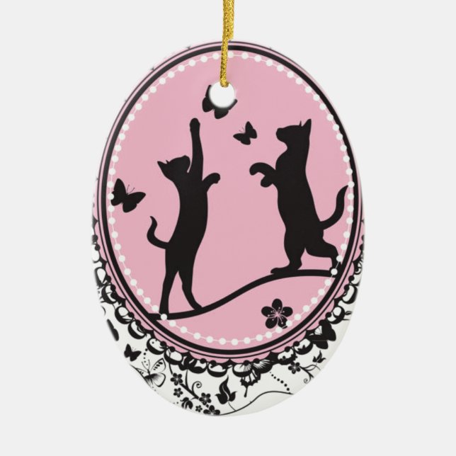 Pretty Cat Ceramic Tree Decoration (Front)