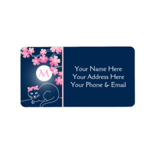 Pretty Cat Cherry Blossoms Moon Pink Sakura Blue Label