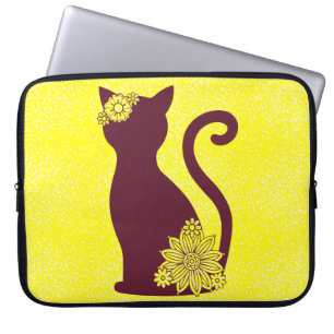 Pretty Cat Silhoutte  Laptop Sleeve