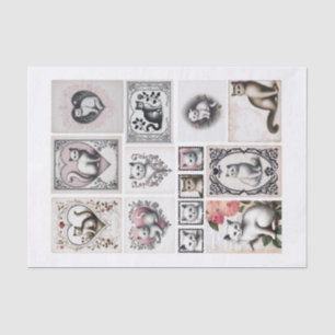 Pretty Cats and Heart Fussy Cuts Tissue Paper