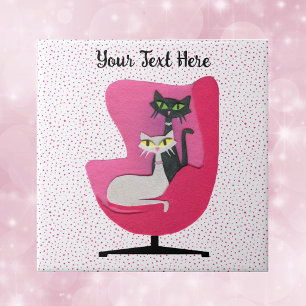 Pretty Cats Mid Century Pink Chair Polka Dots Tile