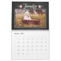 Pretty Chalkboard Custom Photo Calendar
