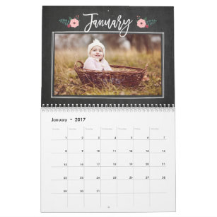Pretty Chalkboard Custom Photo Calendar