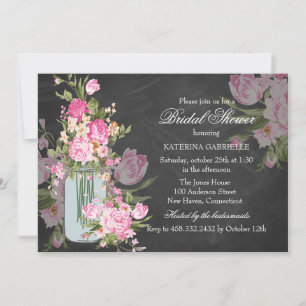 Pretty Chalkboard & Mason Jar Bridal Shower Invite
