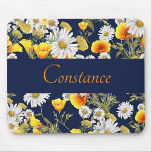 Pretty Chamomile & Poppies Pattern Personalized  Mouse Mat