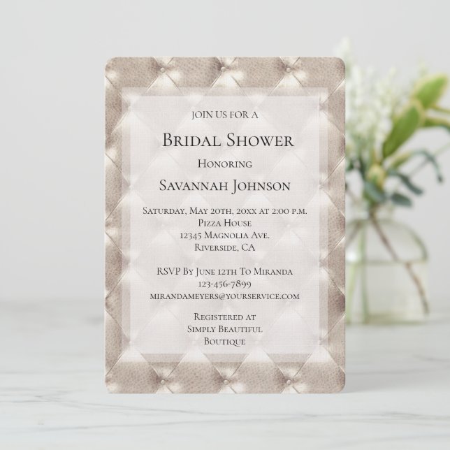 Pretty Champagne Glam Bridal Shower  Invitation (Standing Front)